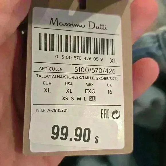 NWT Massimo Dutti Jean Jacket Size XL - Picture 9 of 9